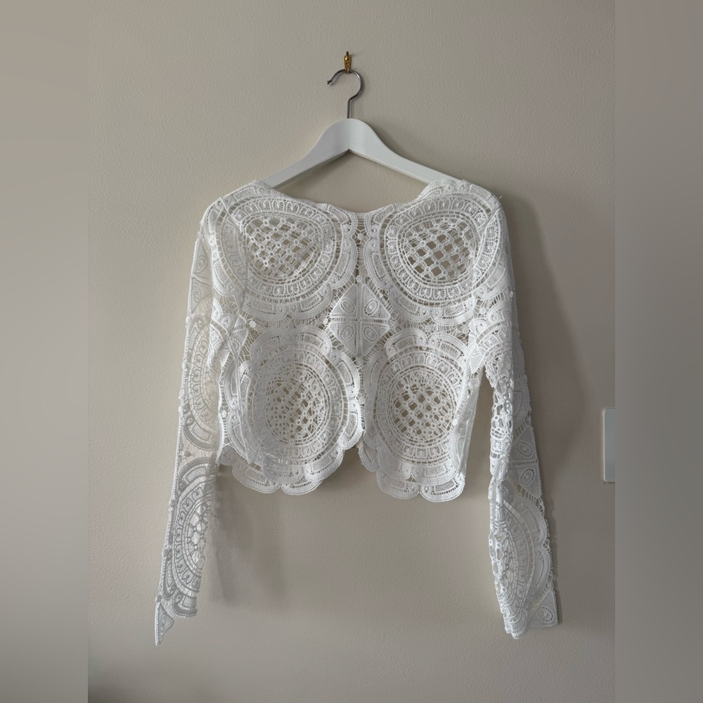White Lace Throw over cardigan detail